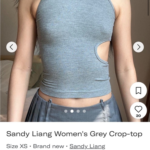 Sandy Liang Women's Blue Cut-Out Tank Top - Picture 1 of 5